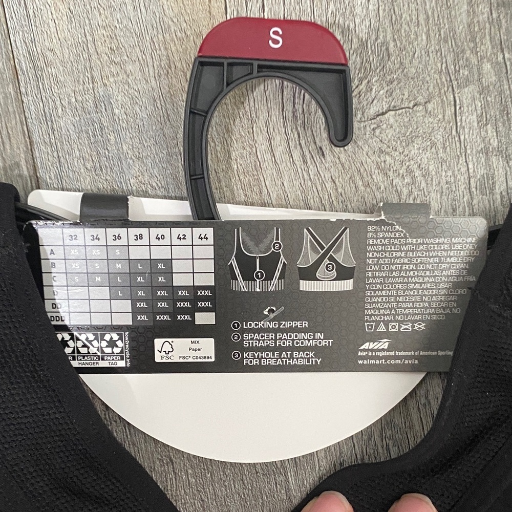 Avia Black Zip Front Sports Bra - Picture 6 of 10